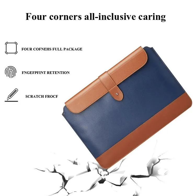 14-15.4 Inch Microfiber Notebook Liner & Power Bag - Horizontal Blue & Brown