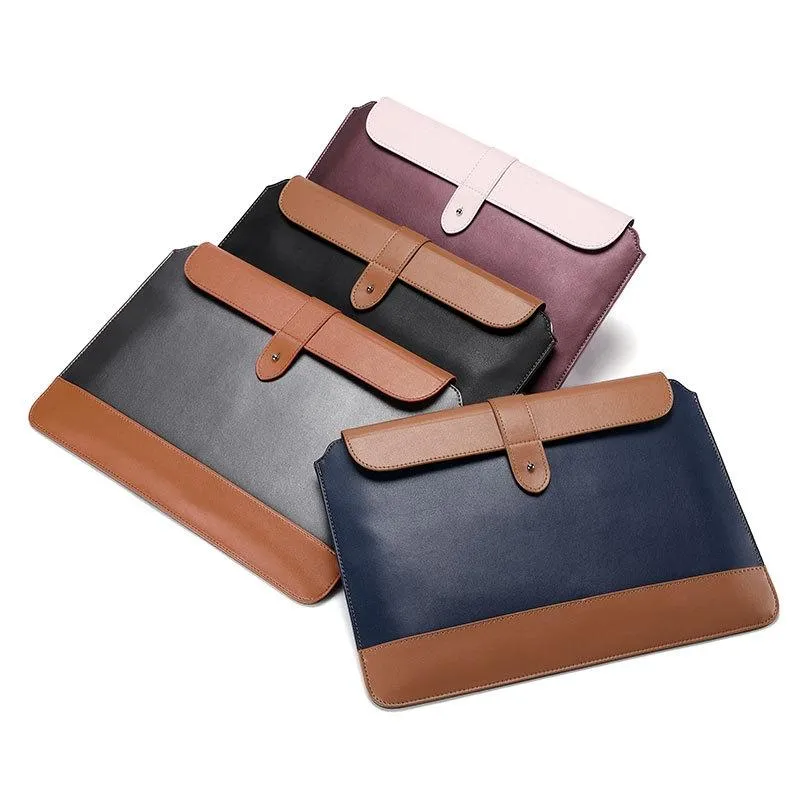 14-15.4 Inch Microfiber Notebook Liner & Power Bag - Horizontal Blue & Brown