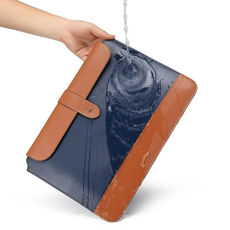 14-15.4 Inch Microfiber Notebook Liner & Power Bag - Horizontal Blue & Brown