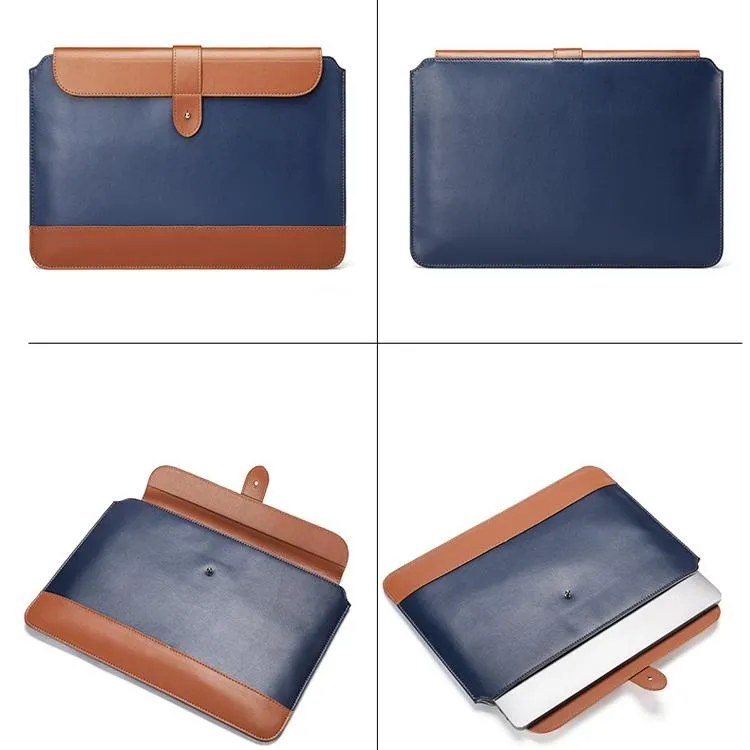 14-15.4 Inch Microfiber Notebook Liner & Power Bag - Horizontal Blue & Brown