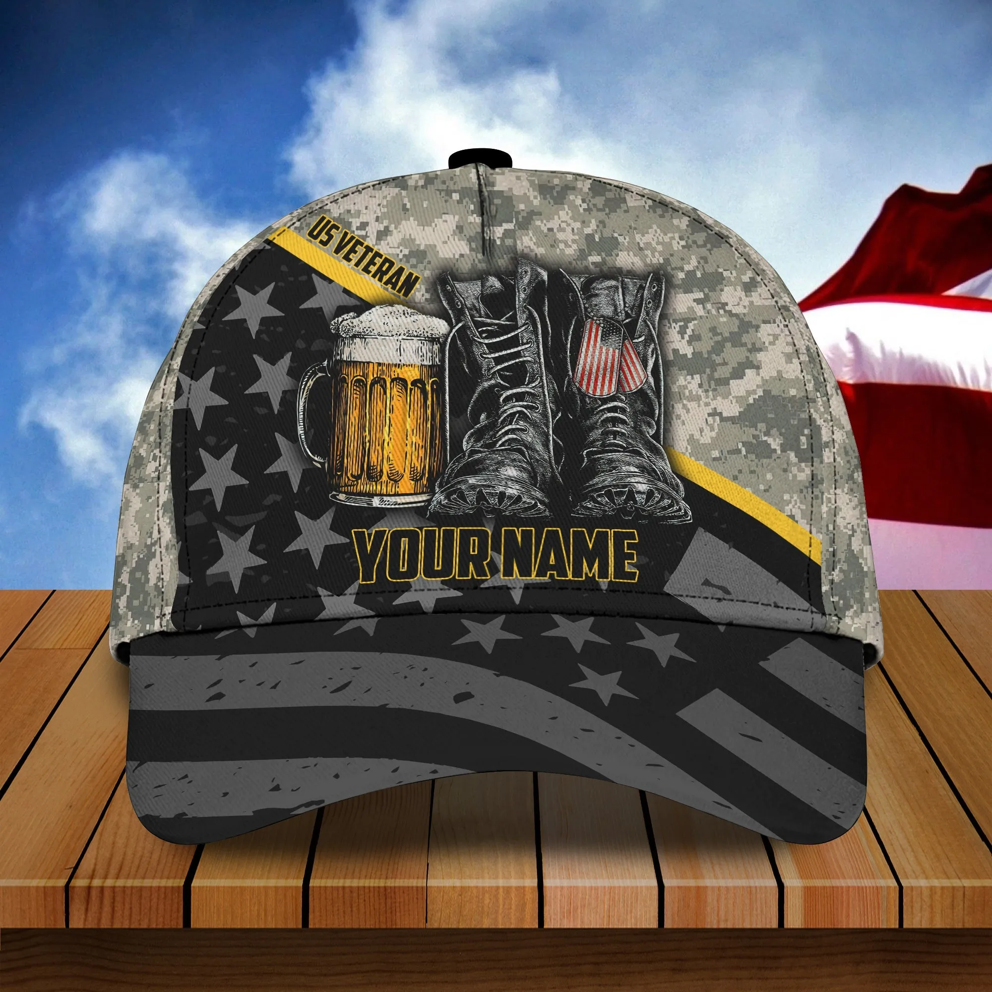 3D Classic Cap Beer And Veteran Personalized Name Cap Beer Namashops