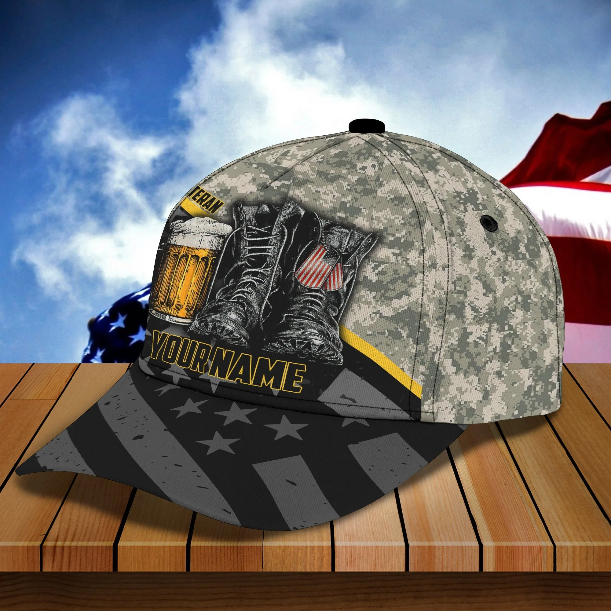3D Classic Cap Beer And Veteran Personalized Name Cap Beer Namashops
