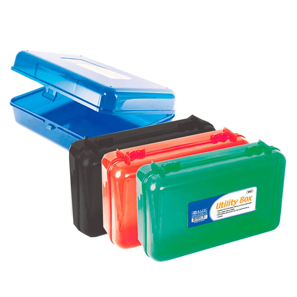 4 Pc Plastic Pencil Box Pen Art Craft Storage Kid School Office Case Stationery