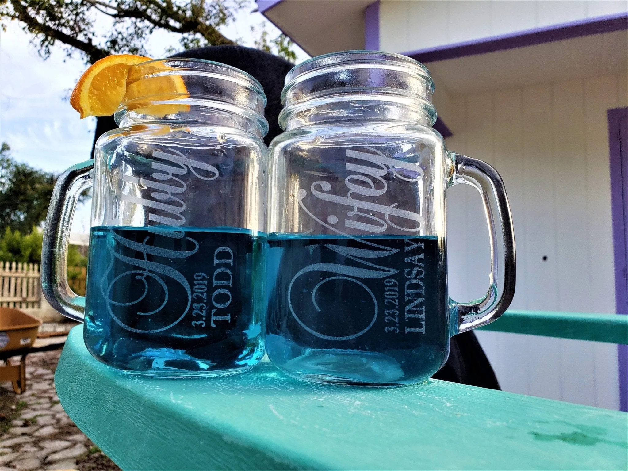 Anniversary Gifts 16 Oz Hubby Wifey Beer Mugs Mason Jars Wedding Personalized Gift Idea for Him Her Couple Parents Men Women 25th 50th 30th