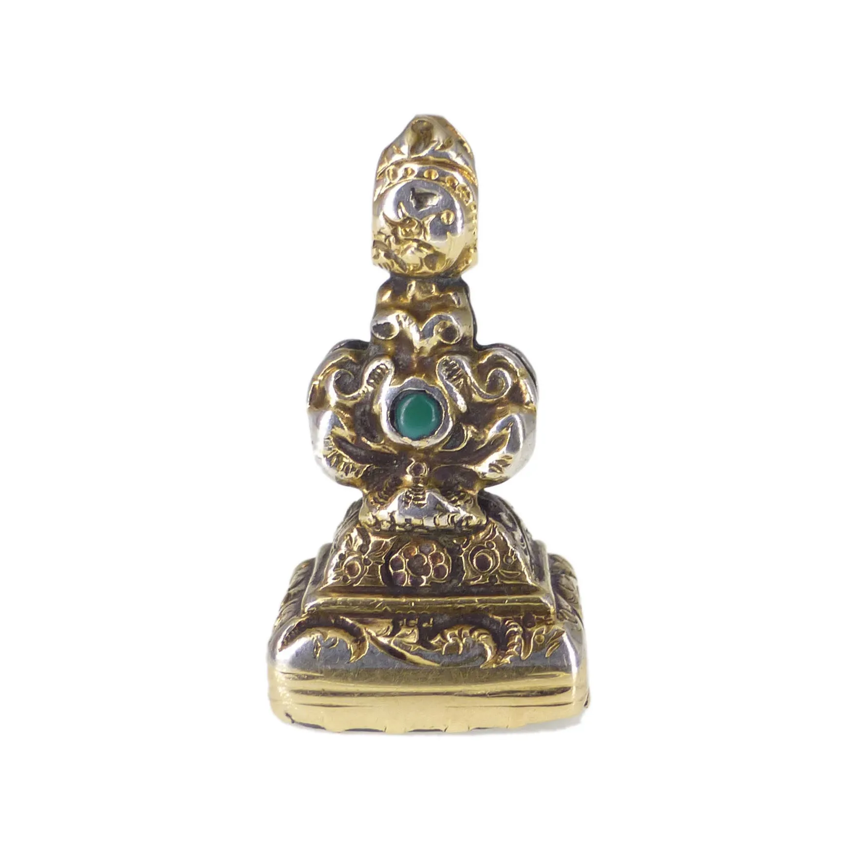 Antique Gold Cased 'May It Watch Over You' Eye Fob