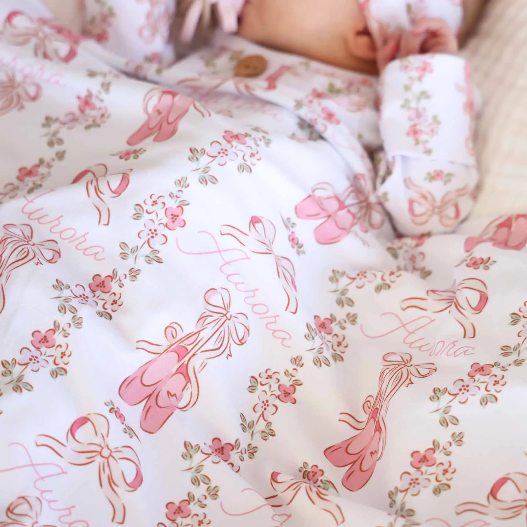 Ballet Blossoms Personalized Swaddle Blanket