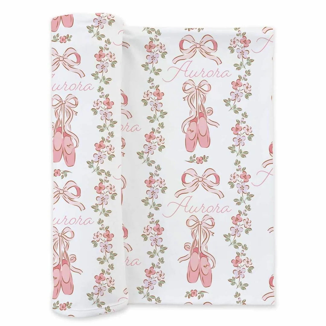 Ballet Blossoms Personalized Swaddle Blanket