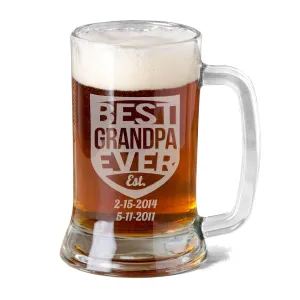 Best GRANDPA Ever 16Oz Beer Mug Engraved with Grandkids Birthdays Fathers Day Gift Idea Etched Papa Grandfather from Grand Kid Birth Date
