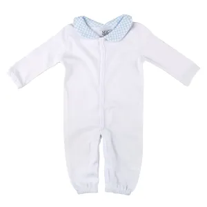 Blue Smocked Convertible Onesie 0-6 Months