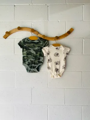 Camo   Elephants Onesie Bundle, 12-18 months