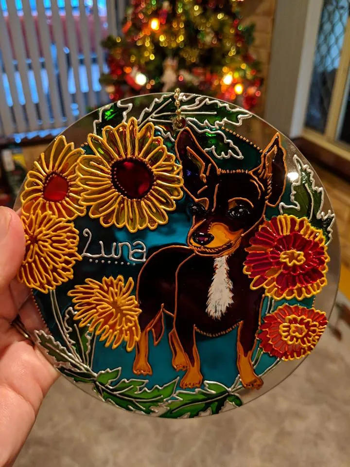 Chihuahua Custom Pet Portrait, Stained Glass Memorial