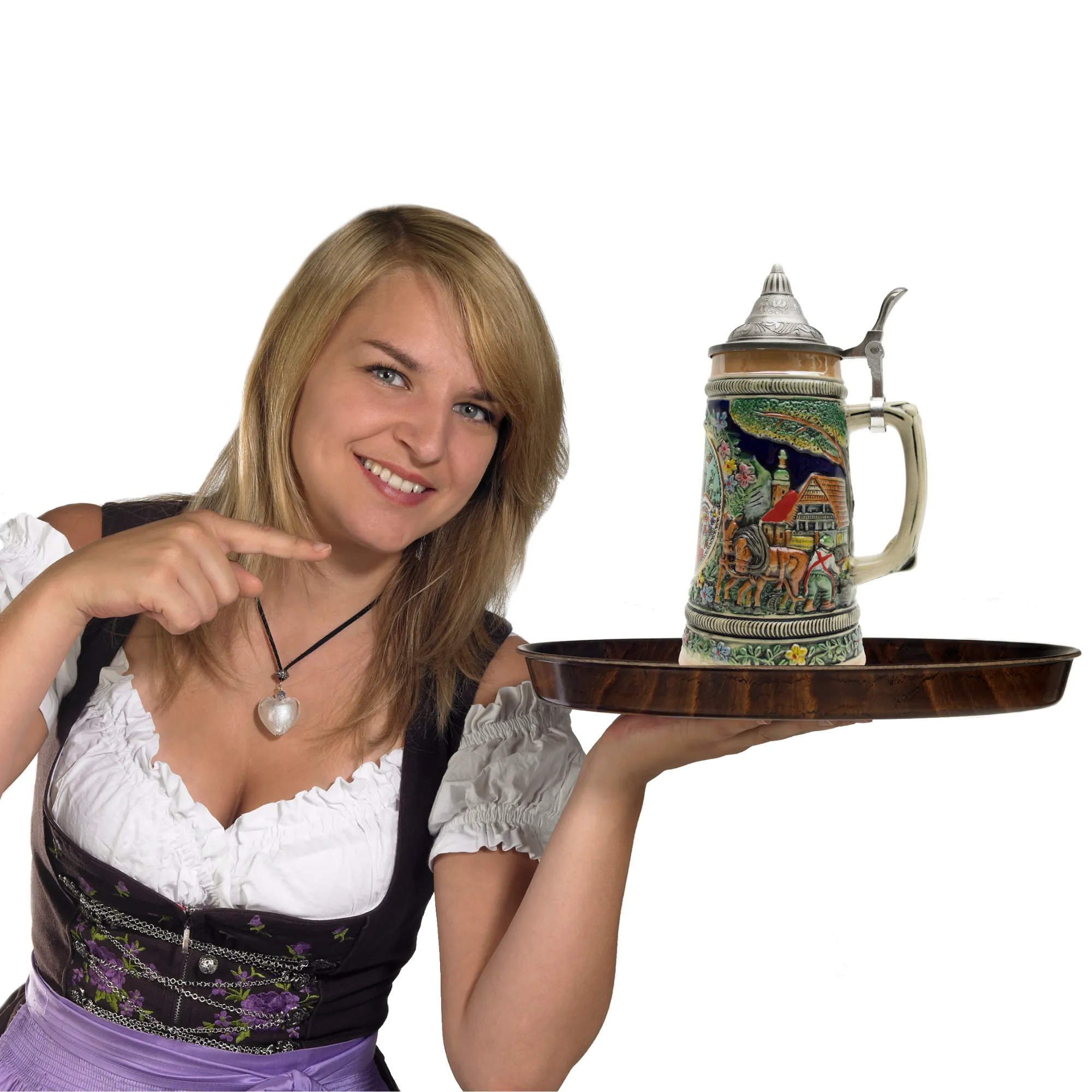 Collectible Oktoberfest Deluxe Beer Stein with Engraved Metal Lid