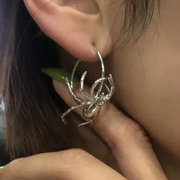 Crawling Spider Hoop Earrings