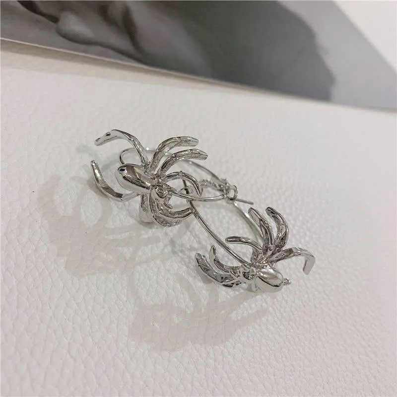 Crawling Spider Hoop Earrings