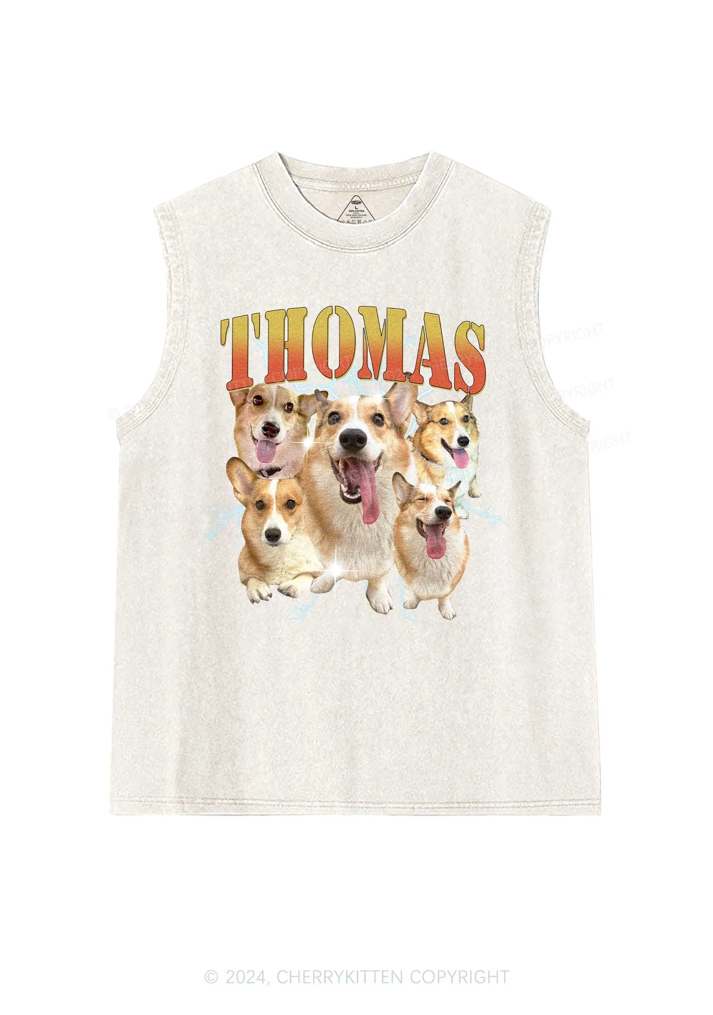 Custom Pet Photo Y2K Washed Tank Cherrykitten