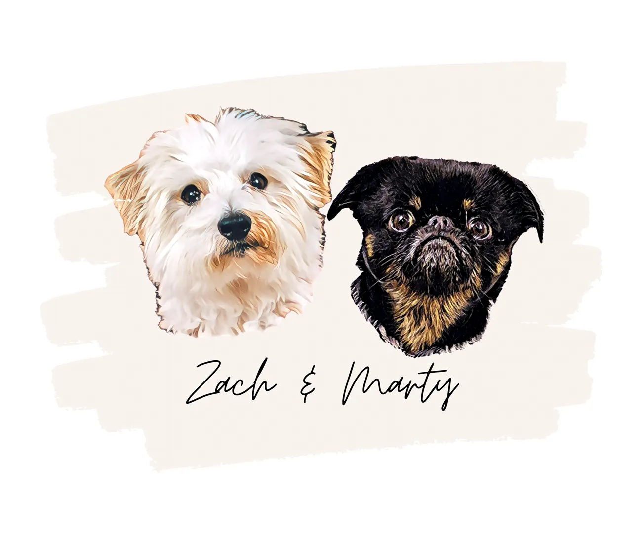 Digital Custom Coloured Pet Portrait - Head