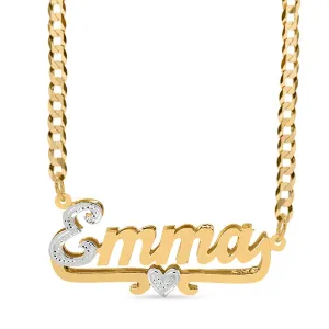 Double Plated Name Necklace Emma with Cuban chain