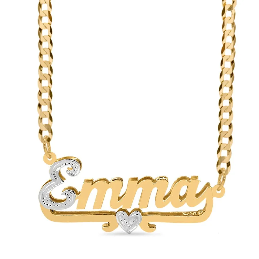 Double Plated Name Necklace Emma with Cuban chain
