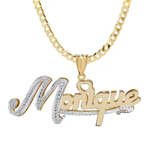 Double Plated Nameplate Necklace with Cuban Chain