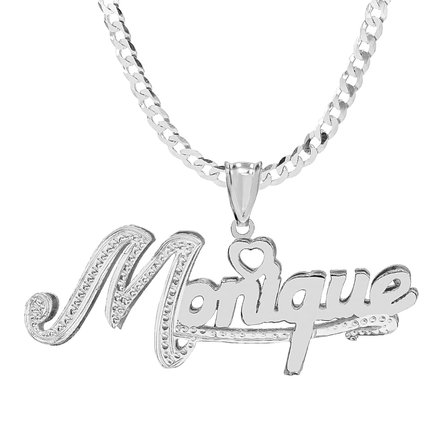Double Plated Nameplate Necklace with Cuban Chain