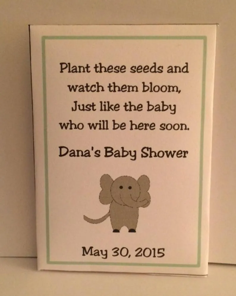 Elephant Circus Baby Favors, Baby Shower Seed Packets Favors