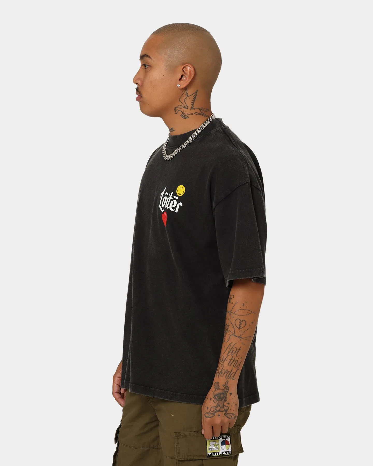 Loiter X Smiley Live Laugh Loiter Vintage T-Shirt Vintage Black