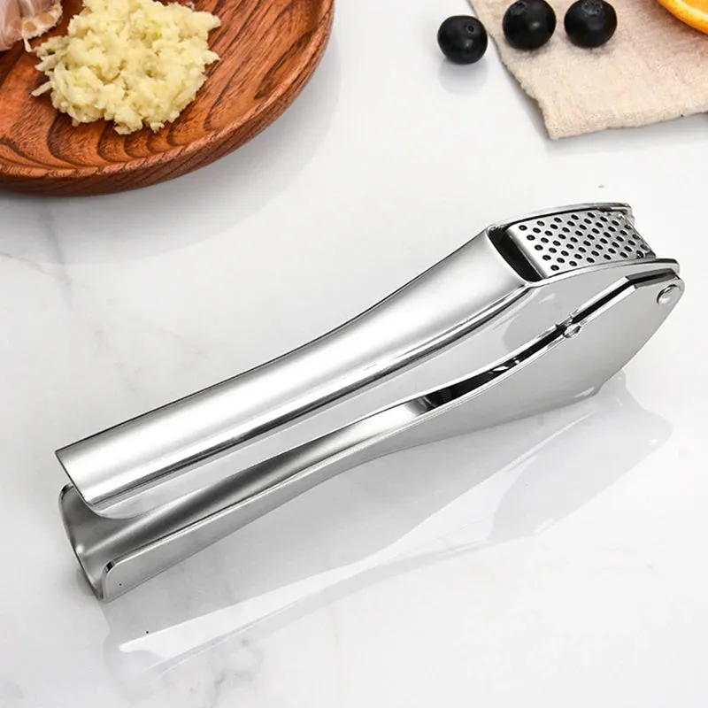 Manual 304 Stainless Steel Garlic Press Crusher Ginger Grinder Food Processor Kitchen Tool