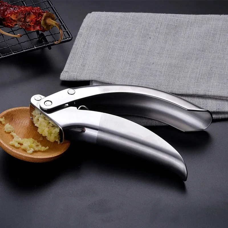 Manual 304 Stainless Steel Garlic Press Crusher Ginger Grinder Food Processor Kitchen Tool