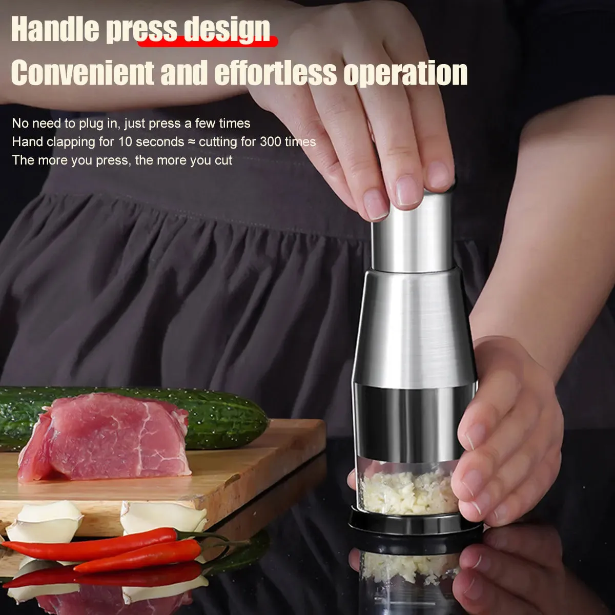 Manual Garlic Chopper Crusher Pressing Handheld Food Slicer for Vegetable Cooking Home Kitchen Accessory