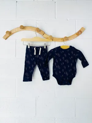 Navy Lightening Bolt Outfit, 3-6 months