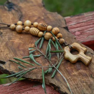 New Mama Necklace for Nursing Babies with All Wooden Olive Beads and Tree